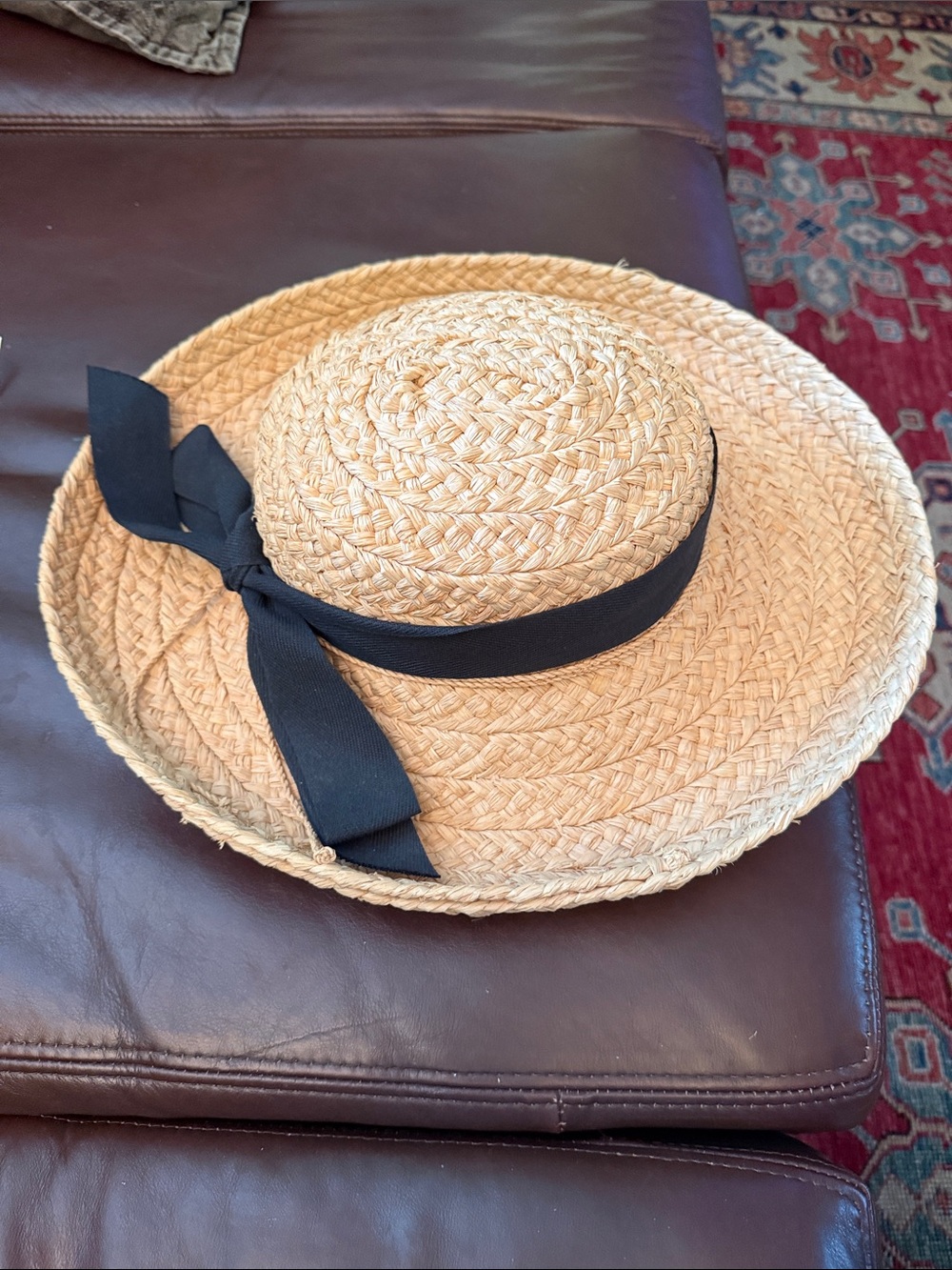 Helen Kaminski Natural Straw Sun Hat with Black Band - Picture 8 of 8